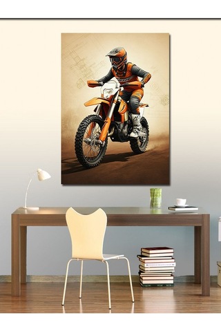 Kanvas Tablo Zıplayan Motokros Yarışçısı 70cmx100cm