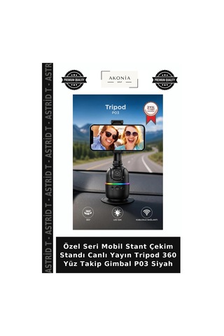 Özel Seri Mobil Stant Çekim Standı Canlı Yayın Tripod 360 Yüz Takip Gimbal P03 Siyah