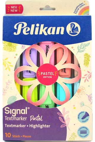 Pelikan Signal Textmarker 10 Lu Pastel Renkler Fosforlu Kalem Set Çok Renkli