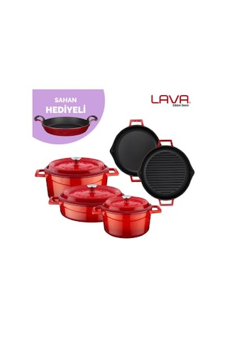 Lava Demir Döküm 5`I Bir Yerde Seti Tencere Seti Sahan