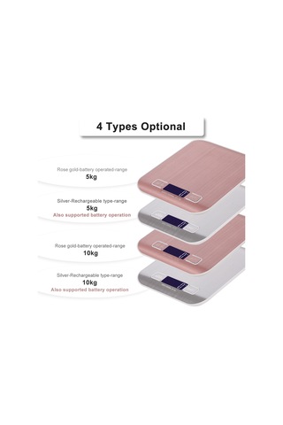 Symbee Mutfak Terazi Gül Altın Rengi 5kg/1g Hassasiyet, Aaa Pilli Pil Yok , Abs+paslanmaz Çelik, 4 Ölçü Birimi Çok Renkli