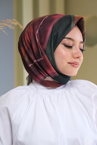 Afvente Soyut Desen Bordo Pamuk Eşarp