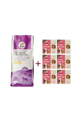Kito Kuzu Etli Yavru Köpek Maması 2500 G + Kito Fresh Somon Etli Köpek Yemeği 6'lı