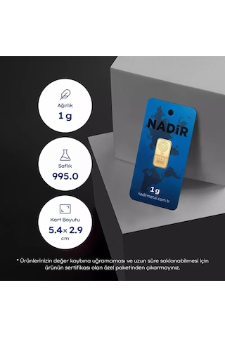 Nadir 1 Gram 24 Ayar 995 Milyem Külçe Altın 1 Gr Yatırımlık Altın