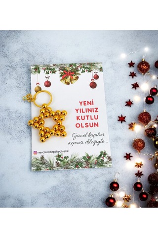 Yılbaşı Hediyesi 5 Adet Gold Renk Anahtarlık -ağaç Süsü