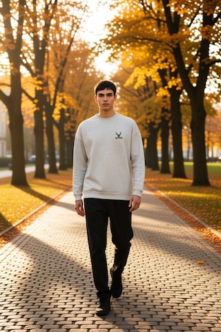 Benerly Erkek Bisiklet Yaka Düşük Kol Uzun Kol Sweatshirt Fonksiyonel Day Gri Melanj