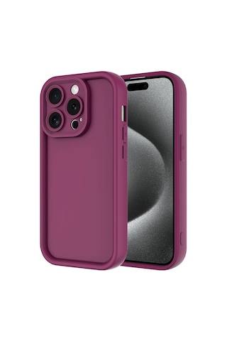 Apple Uyumlu iPhone 15 Pro Max Kılıf Kamera Korumalı Tchs Ananas Kapak - Mürdüm Mürdüm