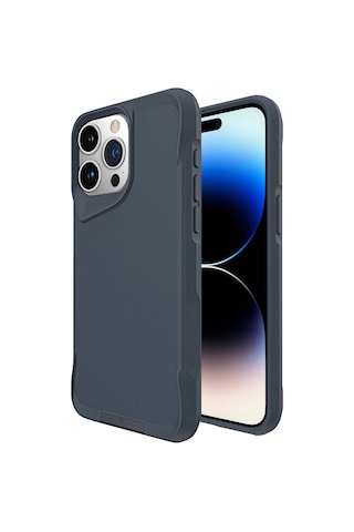 Apple Uyumlu iPhone 15 Pro Max Uzrm Aihttg Kenarlı T-max Mat Standlı Kılıf-siyah Siyah