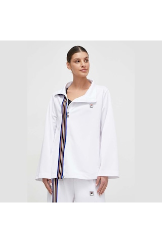 Fila Beyaz Flared Asymmetrıcal Track Jacket Wıth Seven Strıpes Tape Detaıl Beyaz