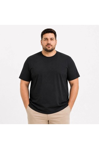 Freedom Storee Erkek Battal Big Size Basic Tişört Bisiklet Yaka Rahat Kalıp T-shirt - Siyah Çok Renkli