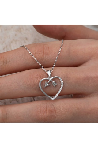 Artsmagazinmücevher Gümüş Kalpli Ok Kadın Kolye