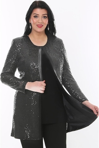 Ladies First Büyük Beden 3786 Antrasit Ceket+bluz Takım 001