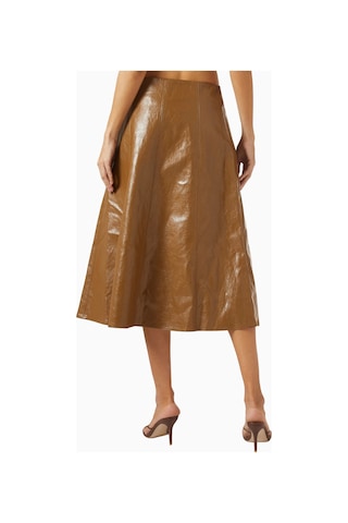 Marella Coated Twill Flared Midi Etek, Modern Ve Şık Tasarım Kahverengi