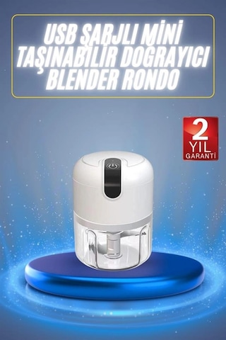 Mini El Rondosu Şarjlı Doğrayıcı Taşınabilir Rondo Blender 250 Ml Rekli