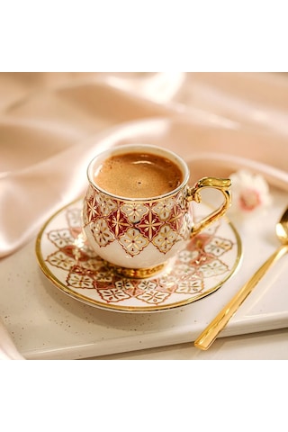 Nehir Rüya 6 Kişilik 12 Parça Porselen Kahve Fincan Takımı