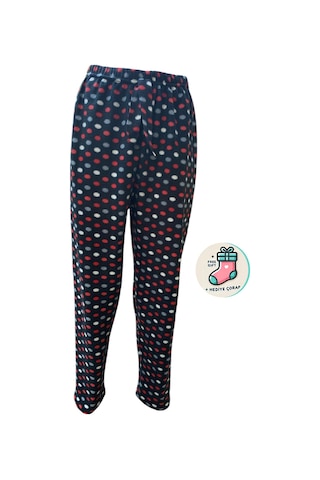 Cepsiz Kışlık Polar Kadın Pijama Altı Tek Alt Je32 - Çorap Hediye Siyah