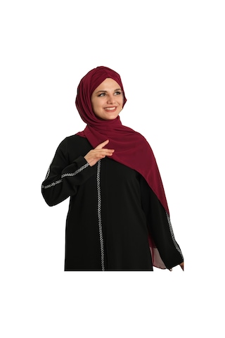Hürrem Bone Bordo Pratik Hazır Geçmeli Bone Şal Şifon Drapeli 2507 16 bordo