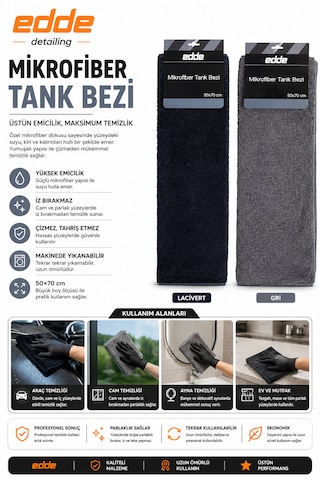 Edde Araba Araç Oto Mikrofiber Tank Bezi 50 70 Cm Oto Detailing