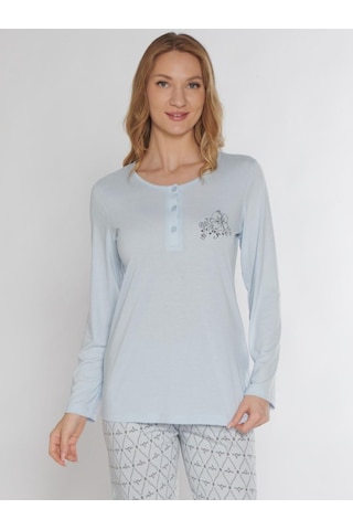 Uzun Kol Pijama Takımı Alperi 790-81 Mavi