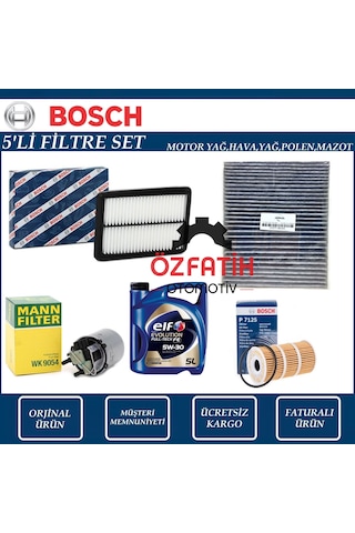 Nissan Qashqai 1.6 Dci Dizel Bosch Filtre Bakım Seti+Motor Yağı