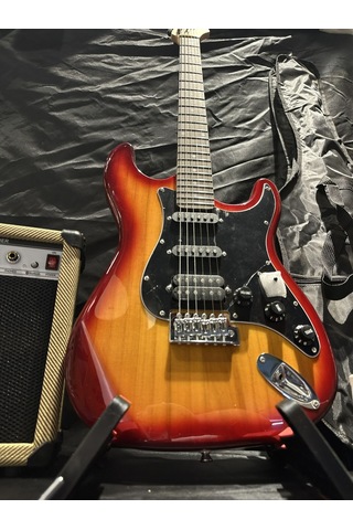 Sarı Elektro Gitar Full Set 15w Bluetooth Amfi