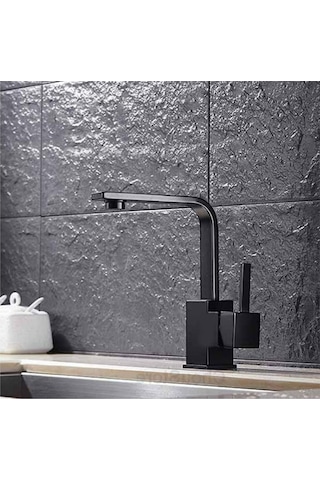 Inventa Siyah Kare T-Mix Lavabo Bataryası