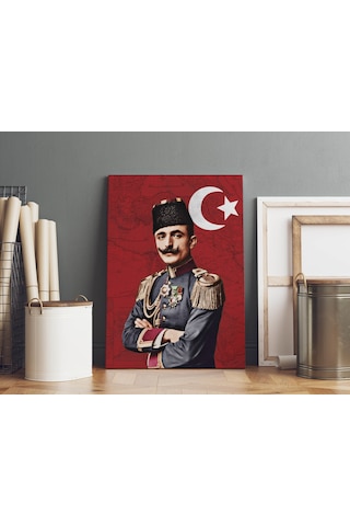 İttihat Terakki Paşaları Kanvas Tablo Seti 3 Adet 40x55cm Enver Paşa Talat Paşa Cemal Paşa