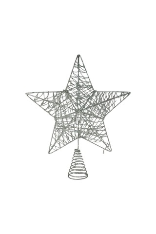Yılbaşı Ağaç Tepelik 27cm Gümüş Yaylı Tel Yıldız Diğer