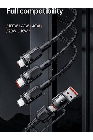 Mcdodo 100W 3In2 Pd Hızlı Data-Şarj Kablosu 6A 1.2M-Siyah Ca-8800 (534247846)
