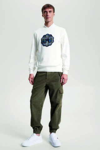 Tommy Hilfiger Marka Logolu Erkek Sweat Beyaz