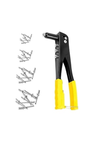 Perçin Tabancası 4 Uçlu Profesyonel Set 2.4/3.2/4.0/4.8 Mm Başlık + 40 Adet Alüminyum Perçin + Anahtar / Meta