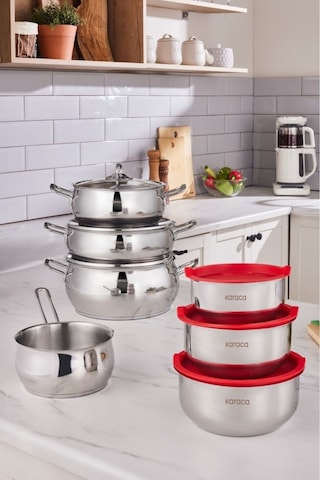 Karaca  Pişir Sakla V2 İndüksiyon Tabanlı 13 Parça Çelik Tencere Seti