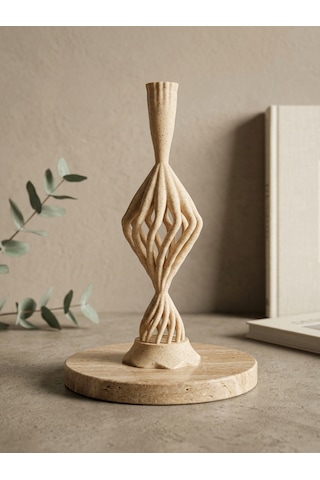 3D Taş Dokulu Mumluk Şamdan Ev Aksesuarı