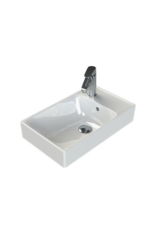 Turkuaz Seramik Cerastyle Sharp Etajer Uyumlu Damlalıklı Lavabo 50 30 CM