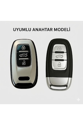 Audi A4-a5-a6-a7-q5-q7 Sustasız Uyumlu Silikon Oto Anahtar Kumanda Kabı Kılıf Gri