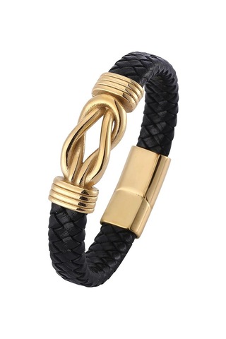 Erkekler İçin Klasik Düzensiz Deri Bileklik Paslanmaz Çelik Tokalı Charm Punk Tarzı Erkek Bileklik Takı Hediyeleri Siyah