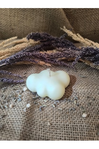 Bulut Desenli Dekoratif Mum, Tek Renk Ekru