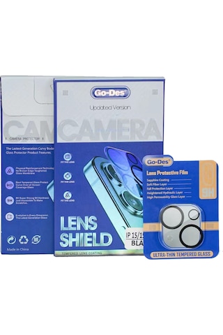 Apple iPhone 15 Uyumlu Şeffaf Lens Koruyucu Go Des Lens Shield Cl-14 Kamera Protector