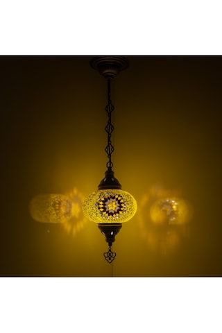 Mozaik Lamba Tekli Sarkıt Tavan Lambası Otantik Avize Renkli