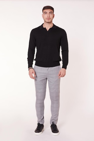 Braccas Erkek Beli Lastikli Slim Fit Ekoseli Gri Pantolon Gri