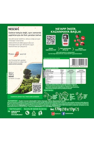 Nescafe 3 ü 1 Arada Fındık Aromalı Kahve 10'lu