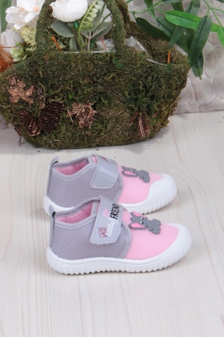 Fort 3448 Gz Fil Figürlü Anaokulu Kreş Ev Kız Çocuk Keten Panduf Ayakkabı Pembe