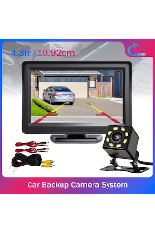 Xuweiwei Chıcoque 1 10.92 Cm 8led Xfk 4.3 İnç Lcd Ekran Ve Arka Kamera Net Gece Görüşü Pickup Suv Sedan Rv İçin Evrensel Geri Görüş Kiti