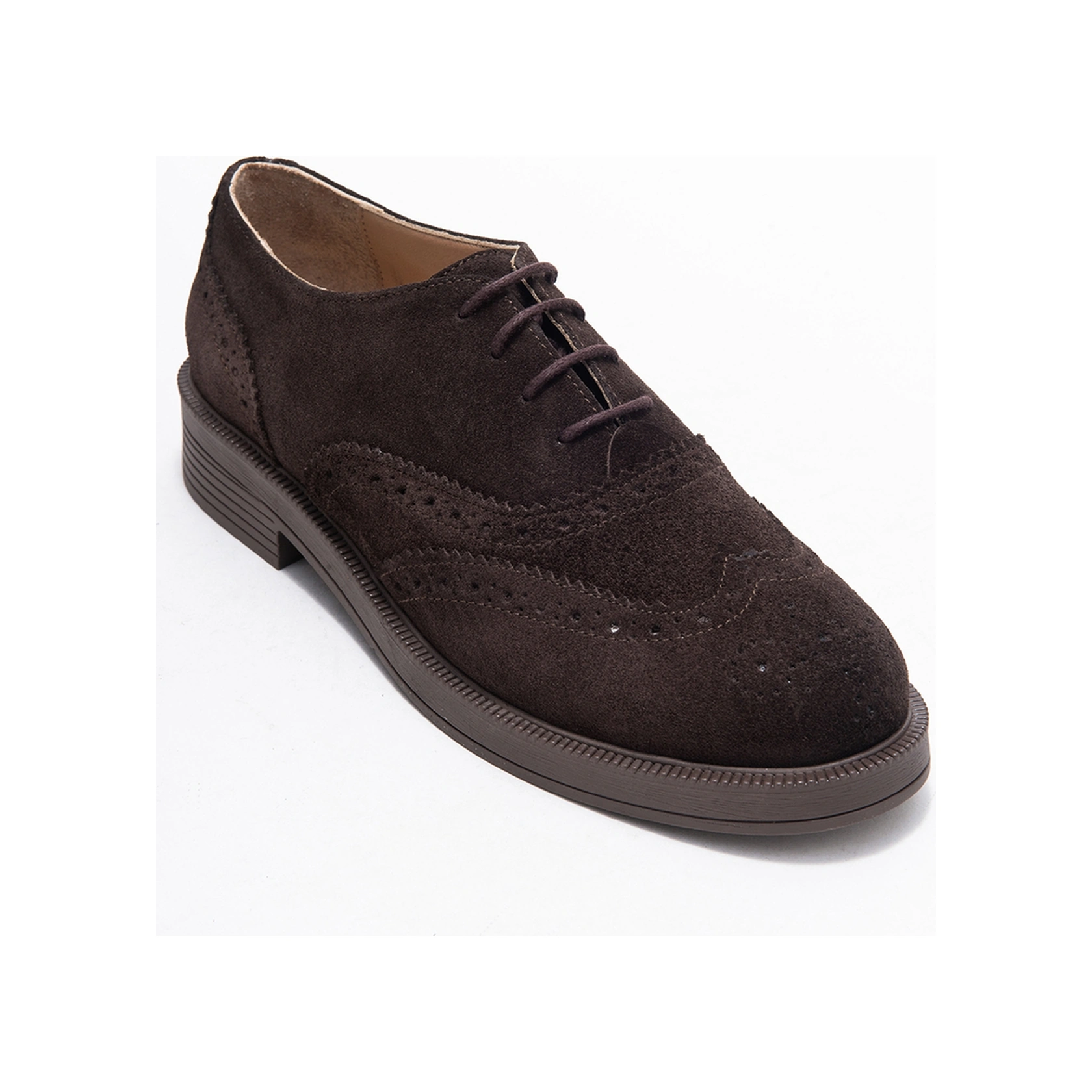 Avra Kahverengi Süet Hakiki Deri Kadın Oxford Ayakkabı Kahverengi