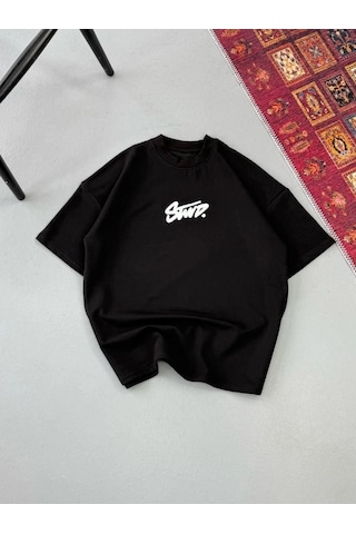 DefyModa Erkek Baskılı Oversize T-shirt - Siyah 4171549