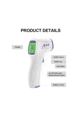 Leezsing Beyaz Dürtme Yok Entegre Termometre - Lcd Ekran, Üç Renkli Arka Işık, 1 Saniye Ölçüm, 32 Veri Depolama, 3-5cm Mesafe, Otomatik Kapatma