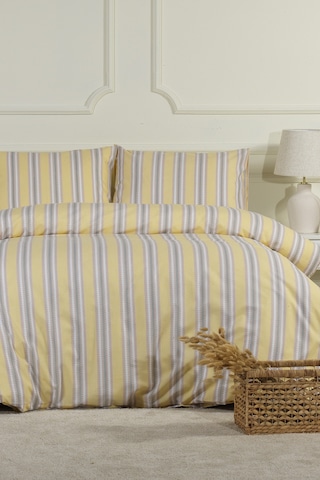 Elart Scatt Nevresim Takımı Çift Kişilik Lastikli Çarşaf 200x220 Cm Ekru Ekru