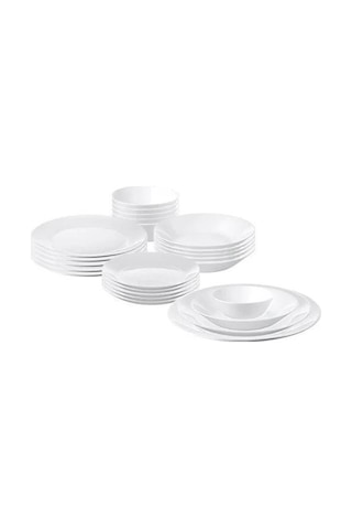 Ikea 24 Parça Oftast Yemek Takımı Meridyendukkan Beyaz Renk Modern Klasik Set Temperli Cam,
