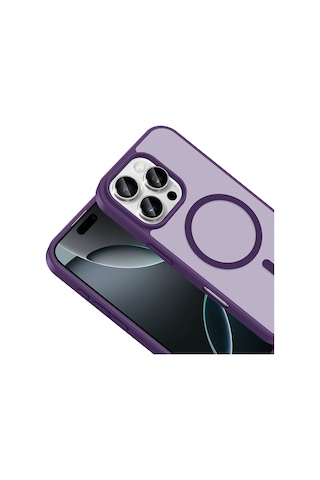 Ardemix Apple iPhone Uyumlu 16 Pro Kılıf M-safe Şarj Özellikli Zore Babet Kapak - Derin Mor