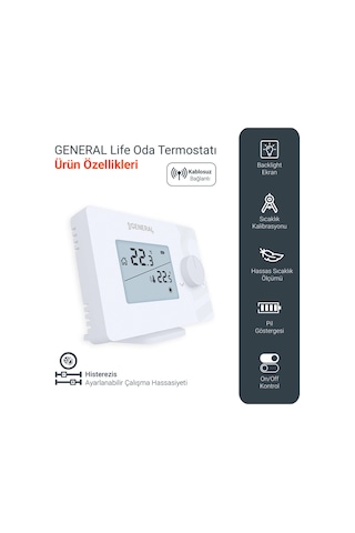 General Mitra 260S RF Kablosuz Oda Termostatı Beyaz